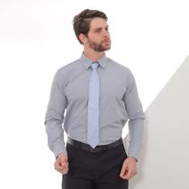 Camisa Social Manga Longa Slim Cinza