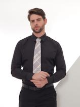 Camisa Social Manga Longa Slim Preta