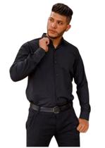 Camisa Social Manga Longa Slim Preta Sem Bolso