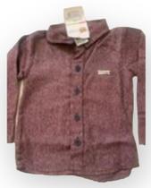 Camisa Social Mangas Compridas Bebê Aconchego Flanela Vinho G