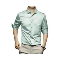 Camisa Social Masculina 5XL Grande Branca Pura De Seda Gelada Sem Ferro Para Outono E Primavera