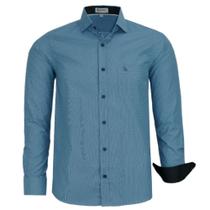Camisa Social Masculina Amil Manga Longa Comfort Com Bolso Elegante 1779