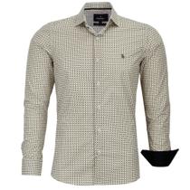 Camisa Social Masculina Amil Manga Longa Estampada Slim Sem Bolso 100% Algodão 1750
