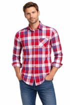 Camisa Social Masculina Amil Xadrez Manga Longa Com Bolso Comfort Algodão 1925