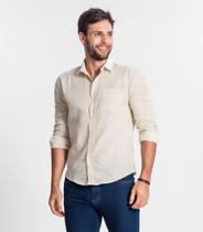 Camisa Social Masculina Básica Com Bolso Select Marrom