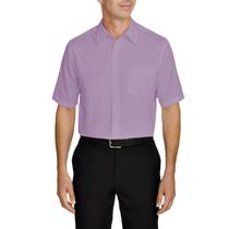 Camisa Social Masculina Bom Pano Manga Curta Lisa Lilás
