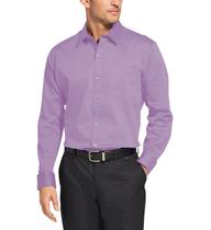 Camisa Social Masculina Bom Pano Manga Longa Lisa Lilás Roxo Claro Rosa