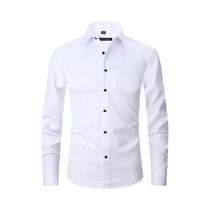 Camisa Social Masculina Branca 6XL - Manga Longa, Casual, Outono/Inverno (Sem Passar)