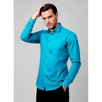 Camisa Social Masculina de Manga Longa Confort Sport Fino Premium Caimento Reto 082