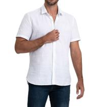 Camisa Social Masculina Docthos MC Slim Listrada Branca 8499