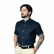 Camisa Social Masculina Gola Padre de Luxo Com Manga Curta Slim Fit Linho e Viscose Tecido Premium