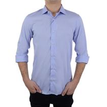 Camisa Social Masculina Highstil ML Slim Fit Azul - 0126