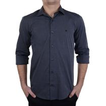 Camisa Social Masculina Highstil ML Slim Fit Cinza - 012647