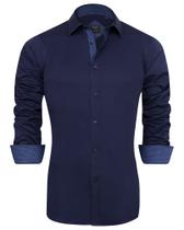 Camisa social masculina J.VER, casual, de manga comprida, sem rugas