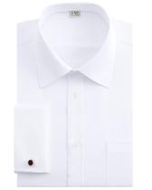 Camisa social masculina J.VER, punho francês, ajuste regular, branca