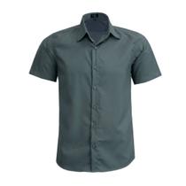 Camisa Social Masculina LBL Comfort Manga Curta Sem Bolso Uniformes Dia a Dia 3040