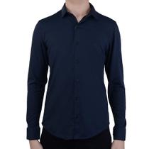Camisa Social Masculina Luiz Eugenio ML Slim Fit Azul - G374 Camisa Social Masculina Luiz Eugenio ML Slim Fit Azul - G374