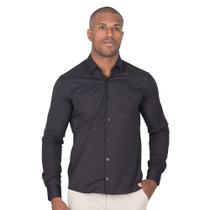 Camisa Social Masculina Manga Fit Lisa Longa Com Bordado - Zafina