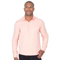 Camisa Social Masculina Manga Fit Lisa Longa Com Bordado