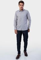 Camisa social masculina manga longa classic fit falso xadrez cinza