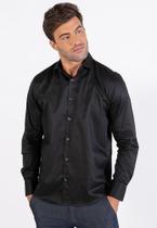 Camisa social masculina manga longa classic fit lisa preto