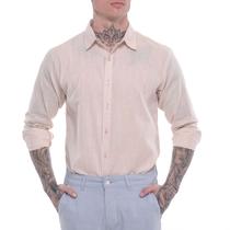 Camisa Social Masculina Manga Longa de Linho Esporte Fino