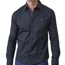 Camisa Social Masculina Manga Longa Industrie Elastano Slim Fit Bordado Elegante