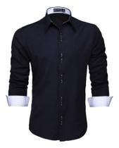 Camisa Social Masculina Manga Longa Lisa Slim