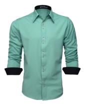 Camisa Social Masculina Manga Longa Lisa Slim Camisa Social Masculina Manga Longa Lisa Slim