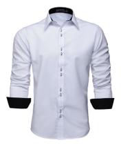 Camisa Social Masculina Manga Longa Lisa Slim