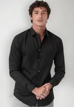 Camisa Social Masculina Manga Longa Preto Jordhan