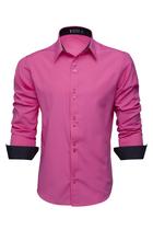 Camisa Social Masculina Manga Longa Slim Botões Duplo Rosa Pink - U.S BORN