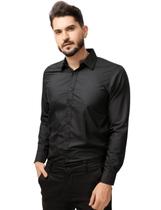 Camisa Social Masculina Manga Longa Slim Fit Lisa