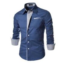 Camisa social masculina manga longa slim fit