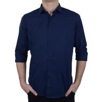 Camisa Social Masculina Milani ML Slim Marinho - 34024 Camisa Social Masculina Milani ML Slim Marinho - 34024
