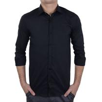 Camisa Social Masculina Milani ML Slim Preta - 31624 Camisa Social Masculina Milani ML Slim Preta - 31624