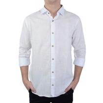 Camisa Social Masculina Ogochi ML Slim Flame Branca - 001520