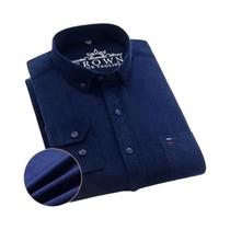 Camisa Social Masculina plus Size 6XL 7XL De Veludo Cotelê Manga Longa Casual Cor Sólida Vintage