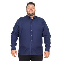 Camisa Social Masculina Plus Size Bolso Bordado Manga Longa