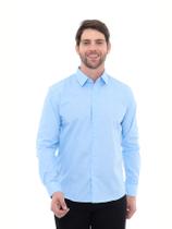 Camisa Social Masculina Premium Tipo Linho Azul Claro