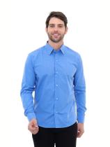 Camisa Social Masculina Premium Tipo Linho Azul