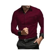 Camisa Social Masculina Preta De Manga Longa Clássica Com Patchwork FGKKS Camisa Masculina Elástica