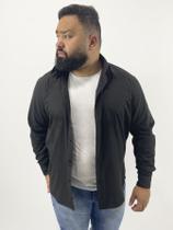 Camisa Social Masculina Preta Manga Longa Slim Fit Algodão e Poliéster