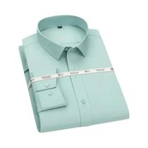 Camisa Social Masculina Slim Fit Azul Marinho De Manga Longa Casual Para Negócios, Não Amassa, Roupa