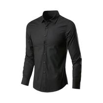 Camisa Social Masculina Slim Fit De Manga Longa Antirrugas Elástica Macia Para Negócios Primavera
