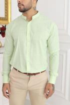 Camisa Social Masculina Slim Fit Gola Padre - Verde - ROX19/14