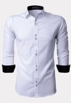 Camisa Social Masculina Slim Luxo Blusa Manga Longa