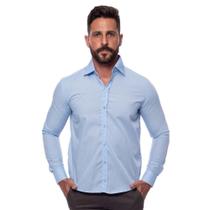 Camisa Social Masculina Slim Manga Longa Lisa Não Amassa