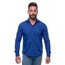 Camisa Social Masculina Slim Manga Longa Lisa Não Amassa