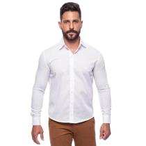 Camisa Social Masculina Slim Manga Longa Lisa Não Amassa